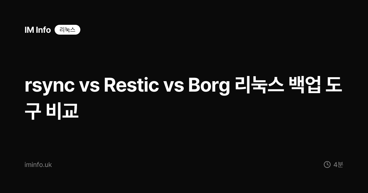 rsync vs Restic vs Borg 리눅스 백업 도구 비교