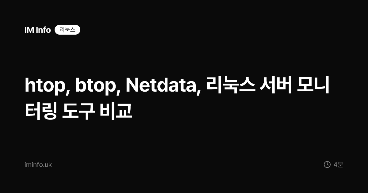 htop, btop, Netdata, 리눅스 서버 모니터링 도구 비교