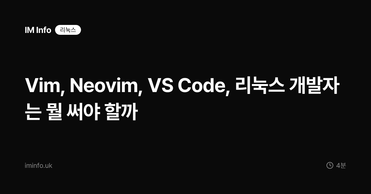 Vim, Neovim, VS Code, 리눅스 개발자는 뭘 써야 할까
